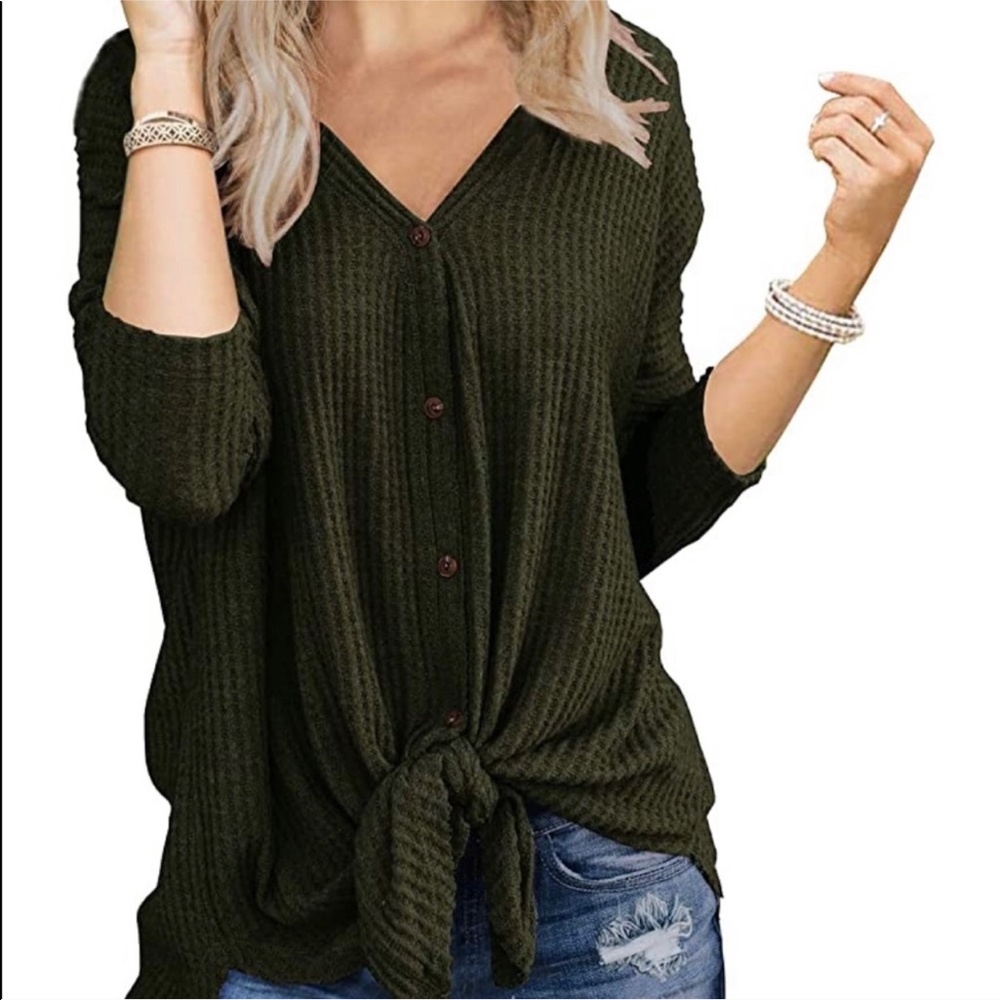 Oversized Waffle Knit Tie Top,Boho, SZ Small, NWT